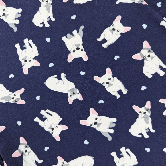 Pillow Talk Frenchies Hearts Print PJ Set Tank Top Crop Pants Navy White L NWT - Picture 11 of 11